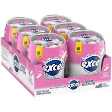 Excel White Bubblemint Sugar Free Chewing Gum 60 Pieces 6 Pack - picture