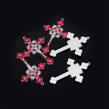 30pcs Charm Cross Pendant Red White Christian Crucifix St Benedict Pattern Craft picture