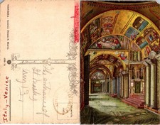 Italy Venice St Marco Basilica Interior Vintage Postcard Used Handwritten Color picture