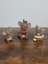 Lot of 3 Vintage Josef Originals Christmas Mice Figurines Japan 