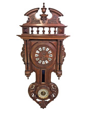 Antique Black Forest Clock w/ Barometer Rod Strike Beautiful Wood Case Running?  picture