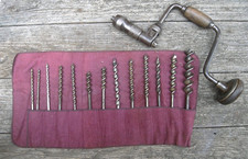 VINTAGE GOODELL+PRATT -TOOLSMITHS- BIT BRACE w/ 13 JENNINGS PATTERN AUGER BITS picture