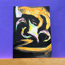 ACEO Original OOAK Abstract magic Hands starlight Halloween picture