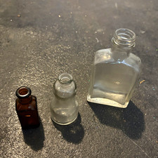 Vintage 1930s Art Deco Bottle Trio - Sta-Bac Curl Set Detroit & Hazel Atlas picture