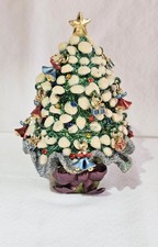 Vintage Rucinni Christmas Tree Hinged Magnetic Trinket Box Jeweled Enamel Charms picture