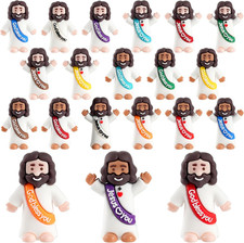 Little Mini Jesus Figures, Tiny Brown, Black, Baby Jesus Loves You Figures picture