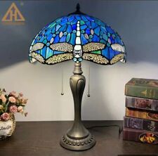 Baroque Table Lamp Tiffany Dragonfly Blue color Stained Glass LED lamp H22 picture