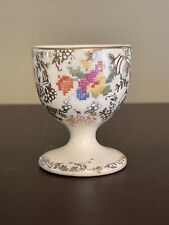 Vtg Old English Sampler Egg Cup Gold Floral Made In England 2.25” X 1.75” picture