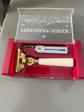 Vintage Eversharp Schick Injector Safety Razor & Blades w/Case-Akro Agate Handle picture