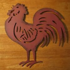 RED ROOSTER CHICKEN SCULPTURE SIGN Rustic Country Primitive Kitchen Home Decor picture