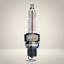 Chevrolet Spark Plug Embossed Metal Thermometer picture