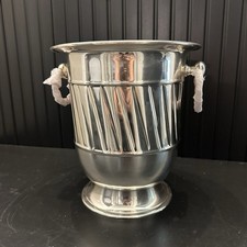 Lacquered Silver-plate Champagne Ice Bucket Handles Wine Bucket French Decor picture