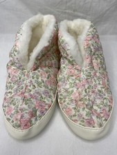 Vintage Dearfoams Warm Up Boots Slipper Booties Pink Blue Floral Medium 6.5-7.5 picture