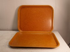 2 Vintage U S Bolta Post-WW2 Melamine Cafeteria Lunch Trays 1958 Mess Hall Cafe picture
