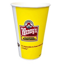 Vintage Wendys Cup Wax Paper Yellow Y2K Movie Prop 2007 Retro Restaurant NOS picture