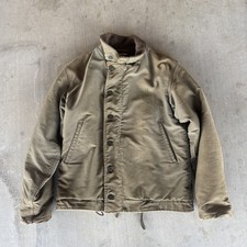 Vintage 40s USN Navy A1 Deck Military Jacket Stencil Alpaca Size 40 Reg Talon picture