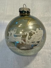 Lot 135 - Large VTG Mercury Glass Shiny Brite Ornament Santa's Sleigh Stencil picture