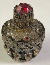 RARE - IRICE Metal Encased Perfume Bottle  - 1 3/4 inches Sf.2 picture