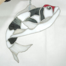 Vintage hand made stained glass Sun Catcher Red Cap Koi FISH picture