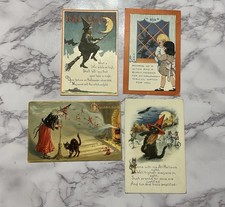 VINTAGE ANTIQUE HALLOWEEN POSTCARDS (4 CARDS) picture
