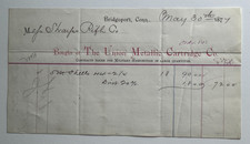 Vintage 1877 Billhead Bridgeport CT Union Metallic Cartridge Co to Sharps Rifle picture