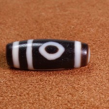 Energy Ancient Tibetan Old Agate Dzi Bead 2 Eyed Amulet Pendant 31×12mm #9129 picture