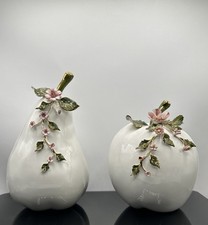 VTG Creazioni BC Italian Porcelain Pumpkin Apple Figurine Gold Capodimonte Italy picture