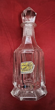Vintage BOHEMIA Czech Clear Glass Perfume Bottle w/Stopper -Original Paper Label picture