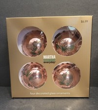 Vtg 2002 Martha Stewart Woodland Holiday Glass Christmas Ornaments 4 Pink  2.63