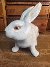Crackle Glaze Creamy White Ceramic Rabbit Easter Bunny Vintage picture