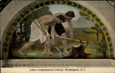 Labor mural congressional Library Washington DC ~ c1910 vintage postcard picture