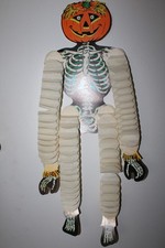 Vintage1978 Beistle Pumpkin Head Skeleton Honeycomb Limb Halloween Decoration  picture