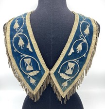 Antique Odd Fellows IOOF Blue Velvet Collar Fraternal Hourglass Symbols picture