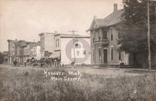 Street View Main St., Hanover MI Michigan RPPC Photo Postcard COPY picture