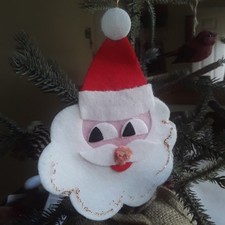Holt Howard Christmas Felt Santa Ornament Original  Sticker Vintage Japan  picture