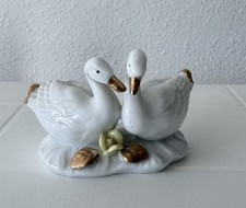 Vtg 1987 Lefton China Nest Egg Collection Swans Doves Rose Figurine 06302 Gold picture