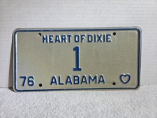 Vintage 1976 Alabama Governor License Plate LOW NUMBER # 1 picture