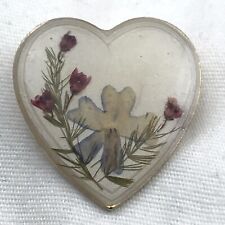 Heart Shaped Brooch Pin Floral Gold Tone Vintage picture