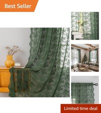 Vintage Olive Green Lace Curtains - 84
