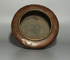 Tibetan 18th Century Old Antique Buddhist Red Copper Alms Bowl Patra Bowl Amulet picture