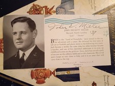 WWII Sub CO L/Cdr JOHN D. MILLER KIA USS Cisco Signed USNA 1937 Yearbook Photo picture