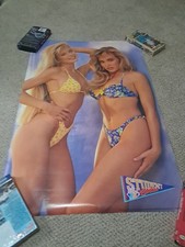 Vtg 90s Mancave Pinup Poster Blonde Girls In Bikinis 34.5x23 picture