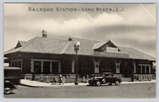 Long Beach LI New York Postcard LONG ISLAND Train Station Railroad Depot BEND picture