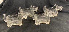 4 Vintage Scotty Dog LE Smith Clear Glass Creamer Cigar Holder  1930s Terrier picture
