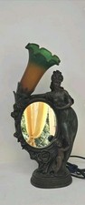 Art Nouveau Style Bronzed Tulip Lamp Mirror Woman and Child Statue W&B picture