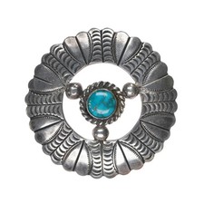 c1940's Navajo heavily stamped pin with high grade turquoise picture
