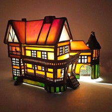 Vintage Large Stained Glass Tudor style architectural house WM Campbell picture