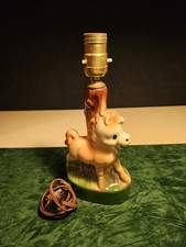 Vintage Rempel MCM Pony Lamp 1940s 11.5” Glazed Ceramic Original Hardware WORKS picture