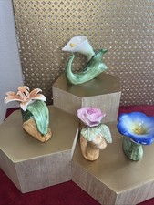 PIA Assorted Floral Napkin Ring Holders Set Of 4 Vintage Bone China Stamped 1985 picture