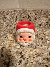 Rare Vtg Tilso Japan Handpainted Santa Head Candle Votive Tooth Holder Christmas picture